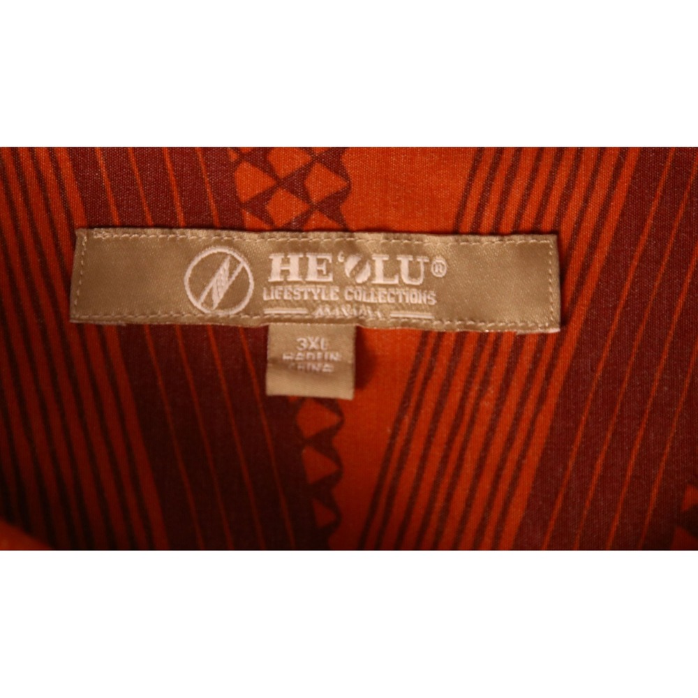 He'olu Lifestyle Collections Mens 3XL Orange Geometric Tribal Button Down Shirt - Picture 7 of 7
